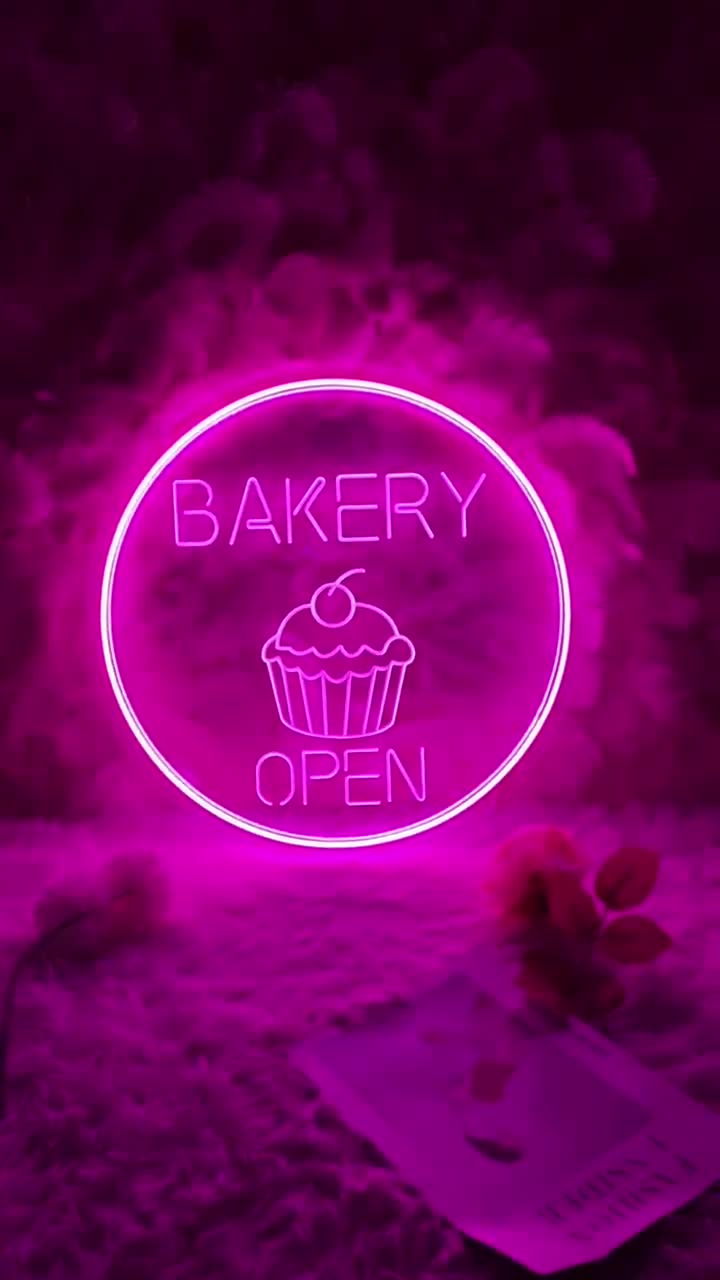 Letrero de neón de panadería abierta, letrero de neón de tienda abierta  personalizado, letrero acrílico grabado en 3D para panadería, letrero LED  de bienvenida a la tienda, decoración de cocina de neón,, image size:720x1280