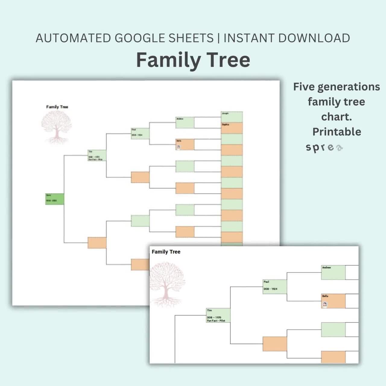 Family Tree Graphic Organizer Template (Editable in Google Slides) – Roombop