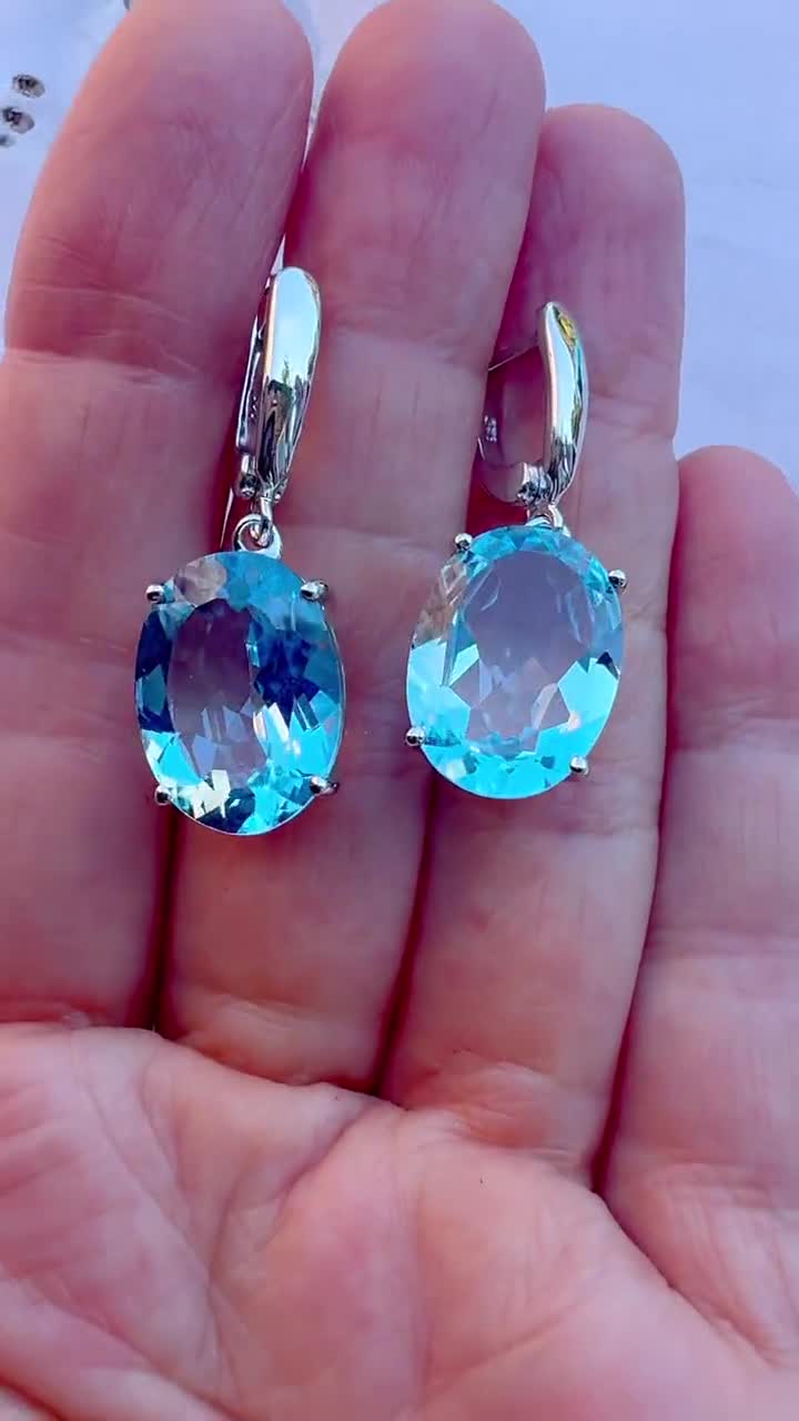 ピアス [KATENKELLY] Pretty Oval Capri Blue Earrings Blue Lapis Earrings | 14k Gold Dangle Studs | Seattle – M&M