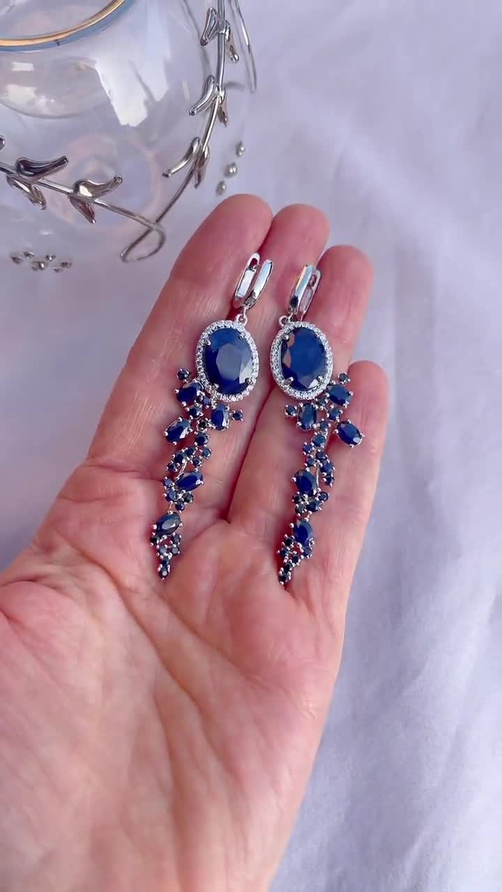 Blue Earrings - Lava Earrings - Long silver earrings - Blue Earings - on sale Long Dangle Earrings - Something Blue - gift for her