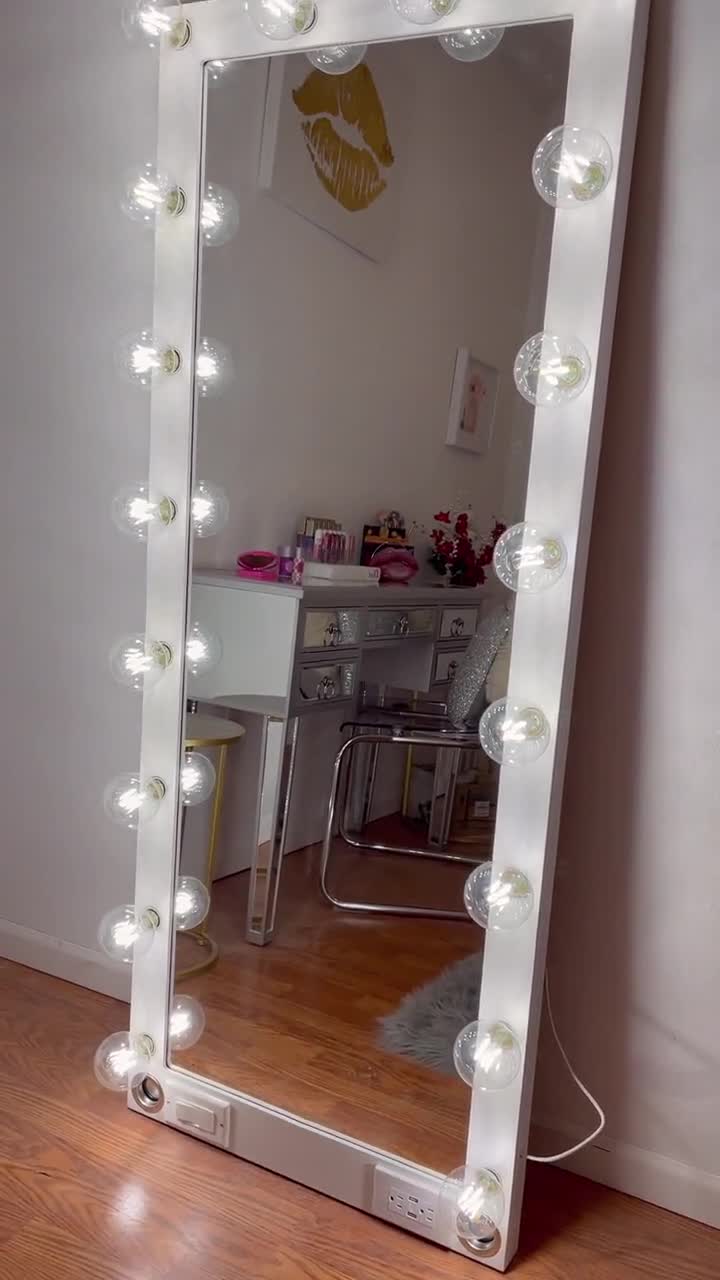 Espejo De Cambiador Maquillaje Iluminado Con Luces Hollywood 9 Bombillas LED