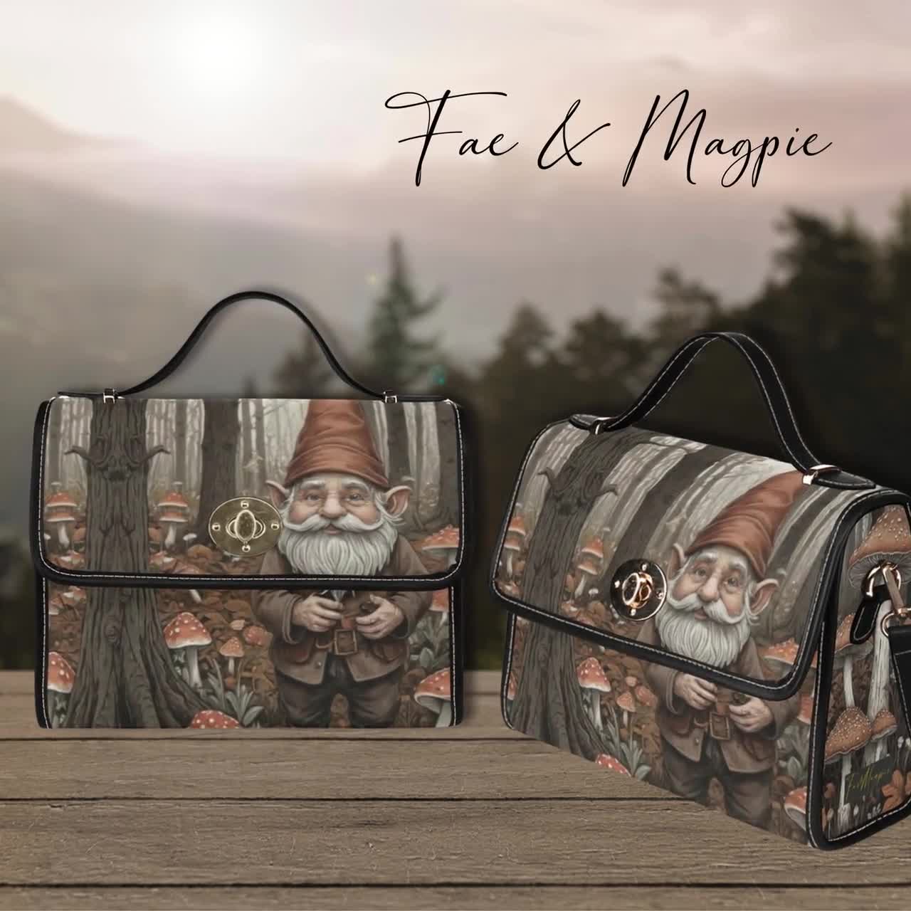 Gnome Satchel Bag, Forestcore Fairytale Gnome Purse, Mushroom