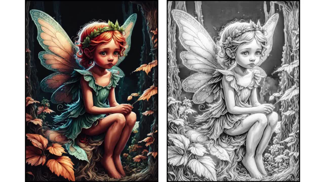 Fairy Story Grey Scale Digital Colouring Pages. Fantasy Grayscale Adult  Coloring Book. Digital Download with Colour Files Included