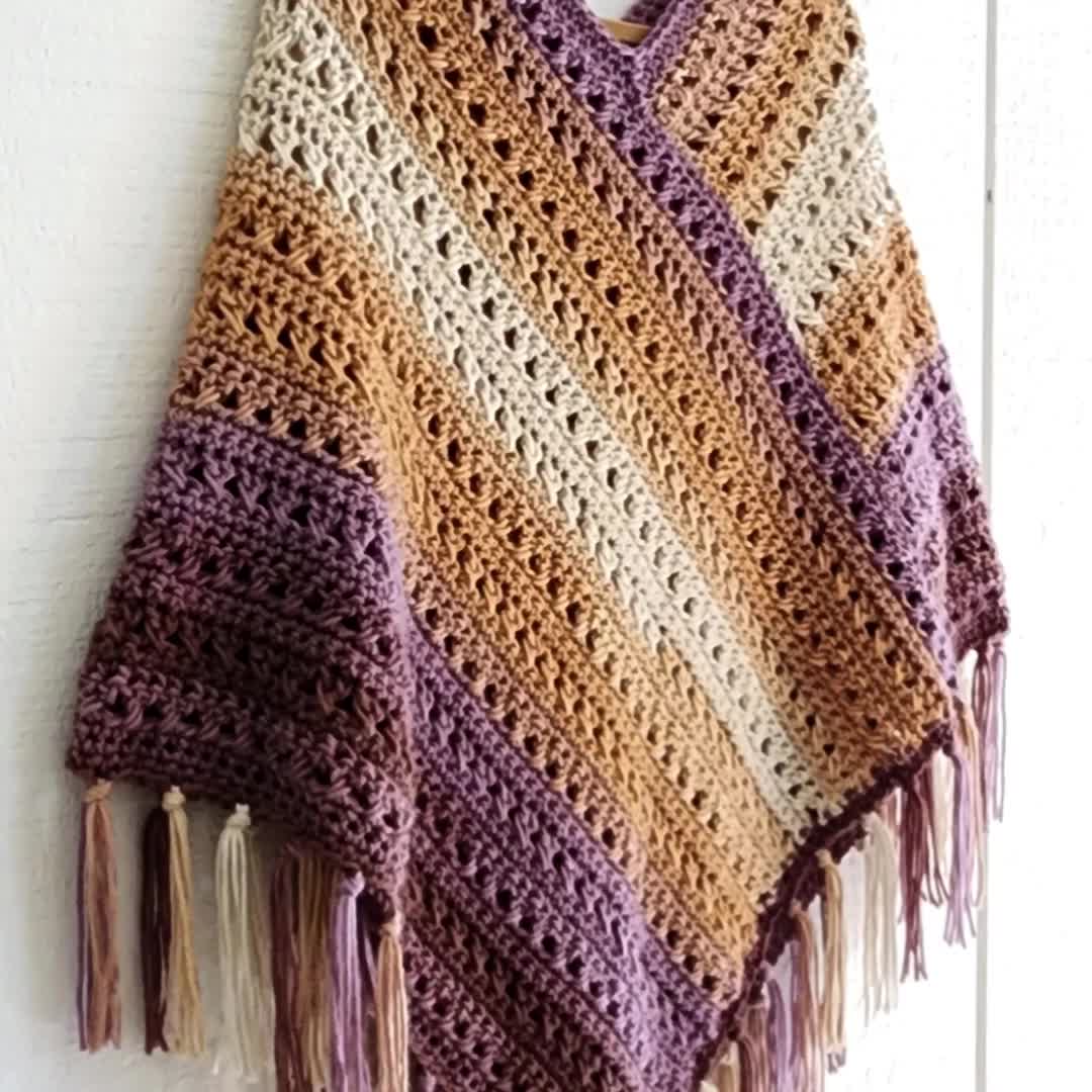 Caron Crochet Bobble Fringe Shawl Pattern