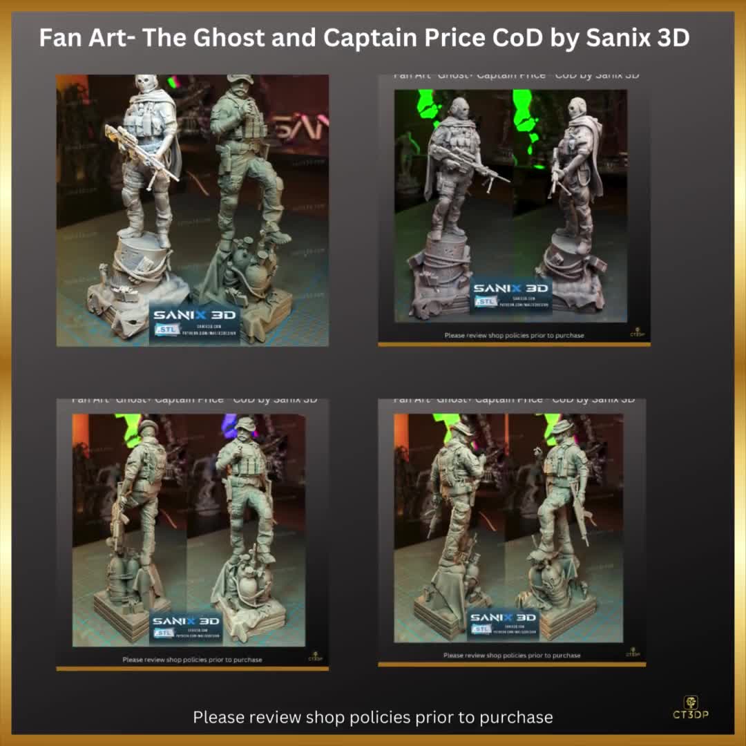 Fan Art -Call of Duty The Ghost and Captain Price by Sanix 3D - Exquisitely  detailed- a must-have in any miniature collection