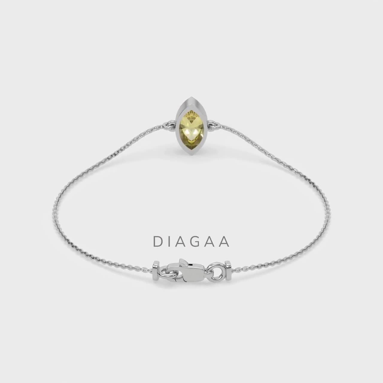 Marquise Diamond Bracelet, Yellow Diamond, Diamond Bezel