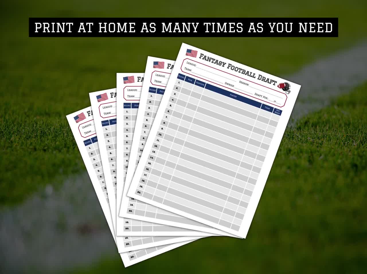 Fantasy Football Draft and Roster Kit Printable Fantasy 