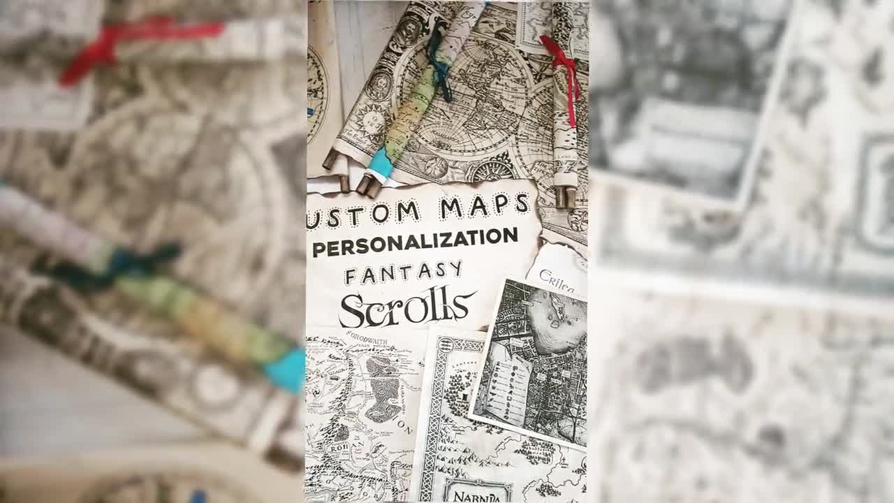 ラブクラフト・ドリームランド地図、ファンタジーアートプリント、焼け