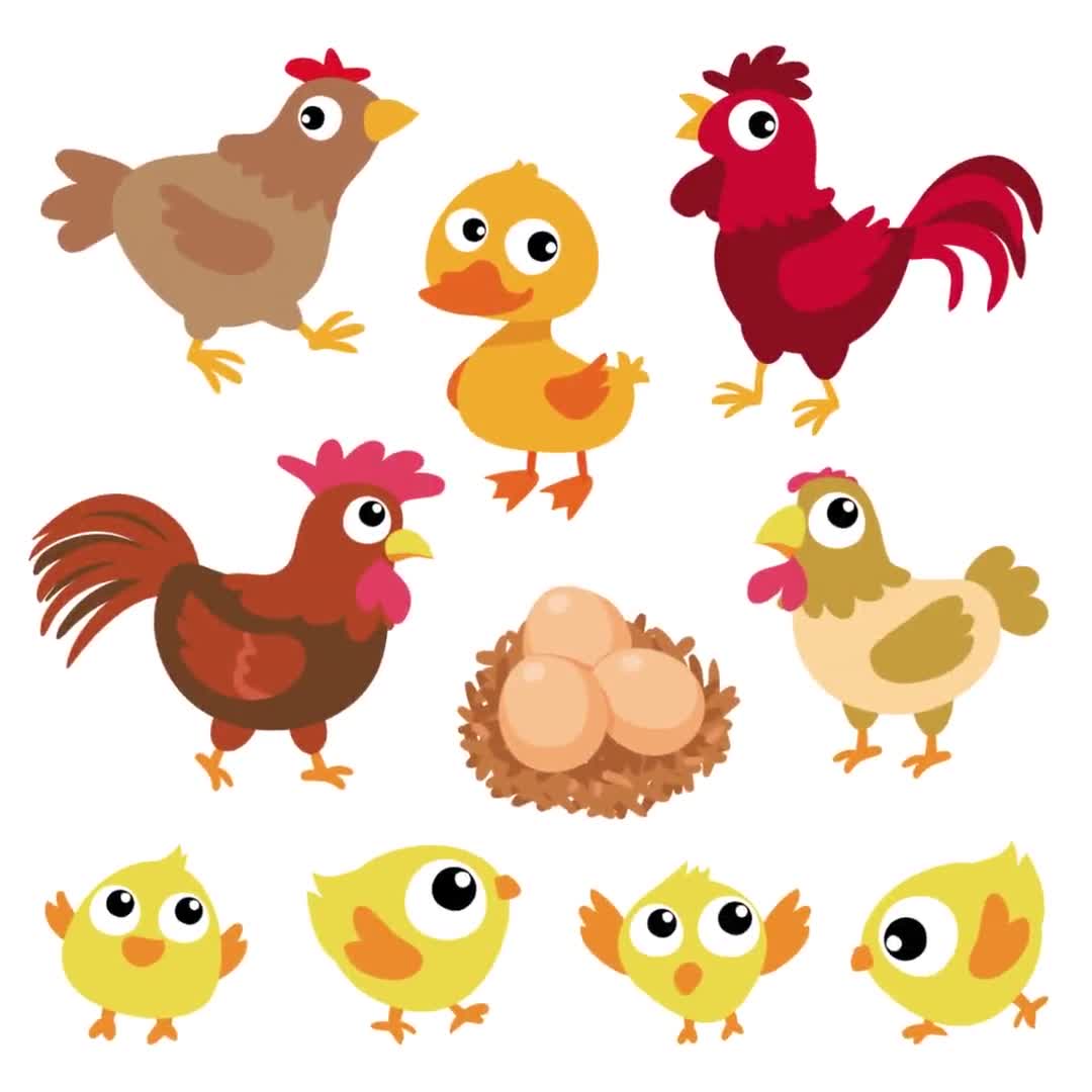 Farm Animals Clipart Set, Farmyard animals clipart, Farm clipart, Animals  clipart, chicken clipart, sheep, cow, horse - Download SVG and PNG