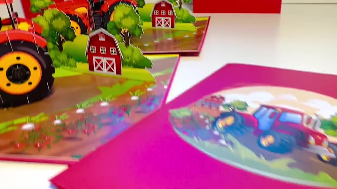 Biglietto d'auguri pop-up 3D con trattore e camion - Buon compleanno, perfetto per giovani agricoltori o bambini - Acquista online / - Italia