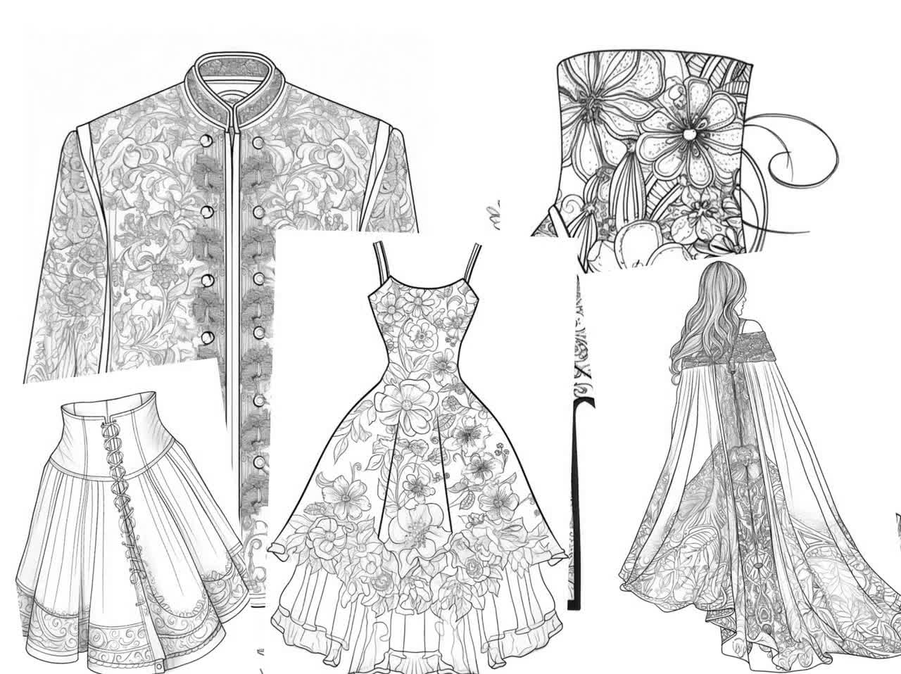 Fashion Design Coloring Book for Adults Printable PDF Pages