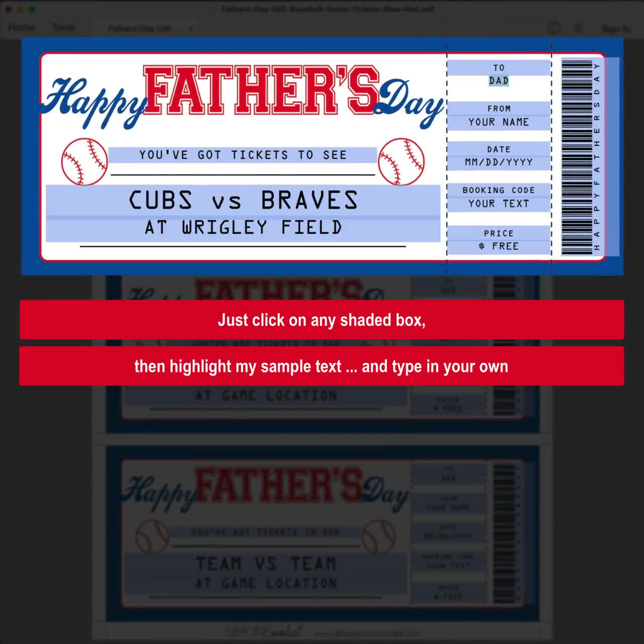 Baseball Game Ticket Printable Gift - Surprise Ticket to a Baseball Game  Voucher Certificate - Any Occasion - INSTANT DOWNLOAD - EDITABLE