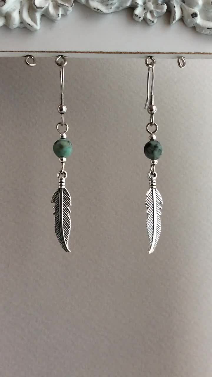 Navajo turquoise feather earrings — Brave Designs