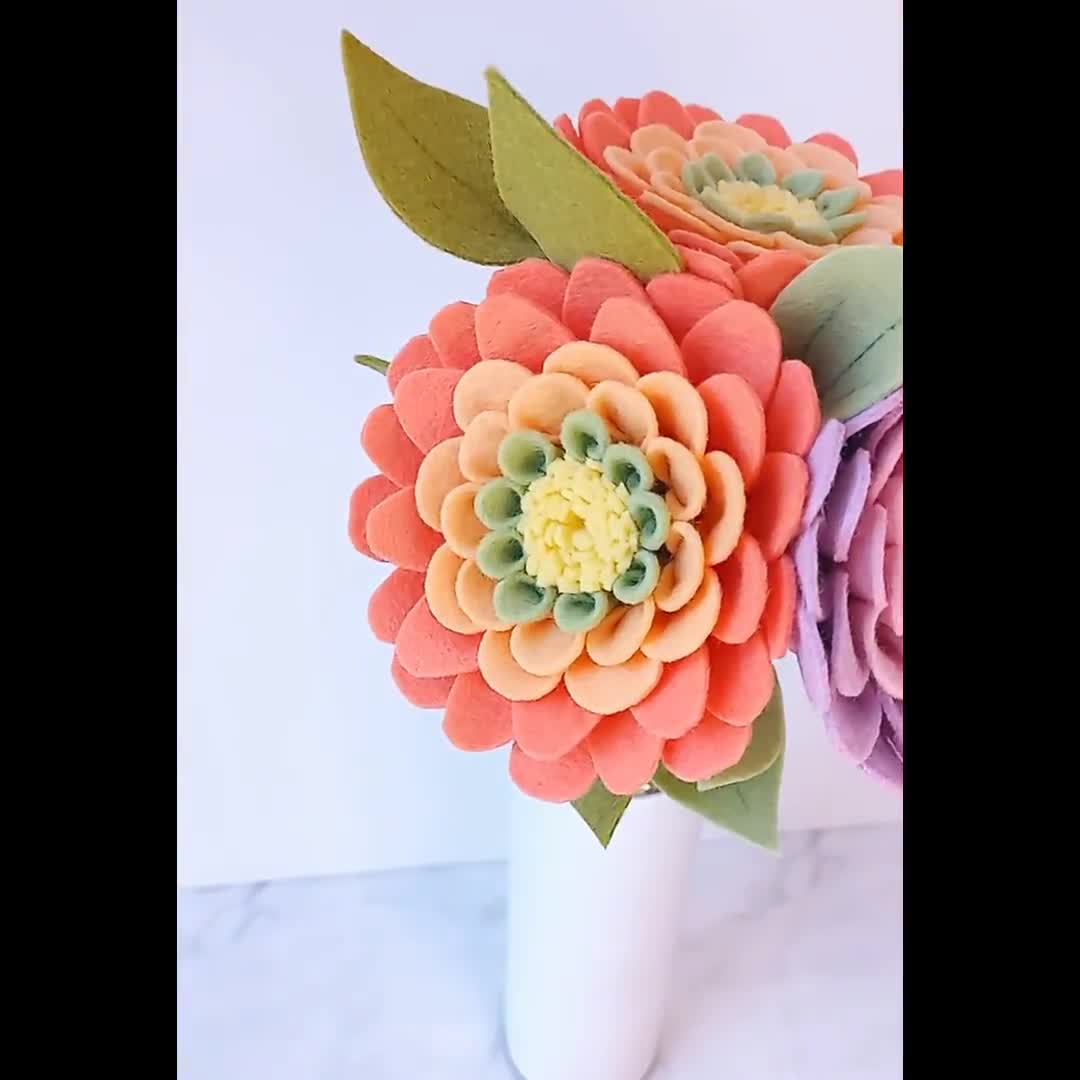 Felt Zinnia Flower PDF & SVG Digital Pattern, DIY Felt