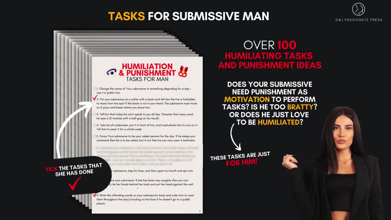 Femdom Humiliation and Punishment Tasks for Submissive Man. 100 BDSM Sex  Challenges and Kinky Ideas. Printable Sexy Gift for Her and Him.