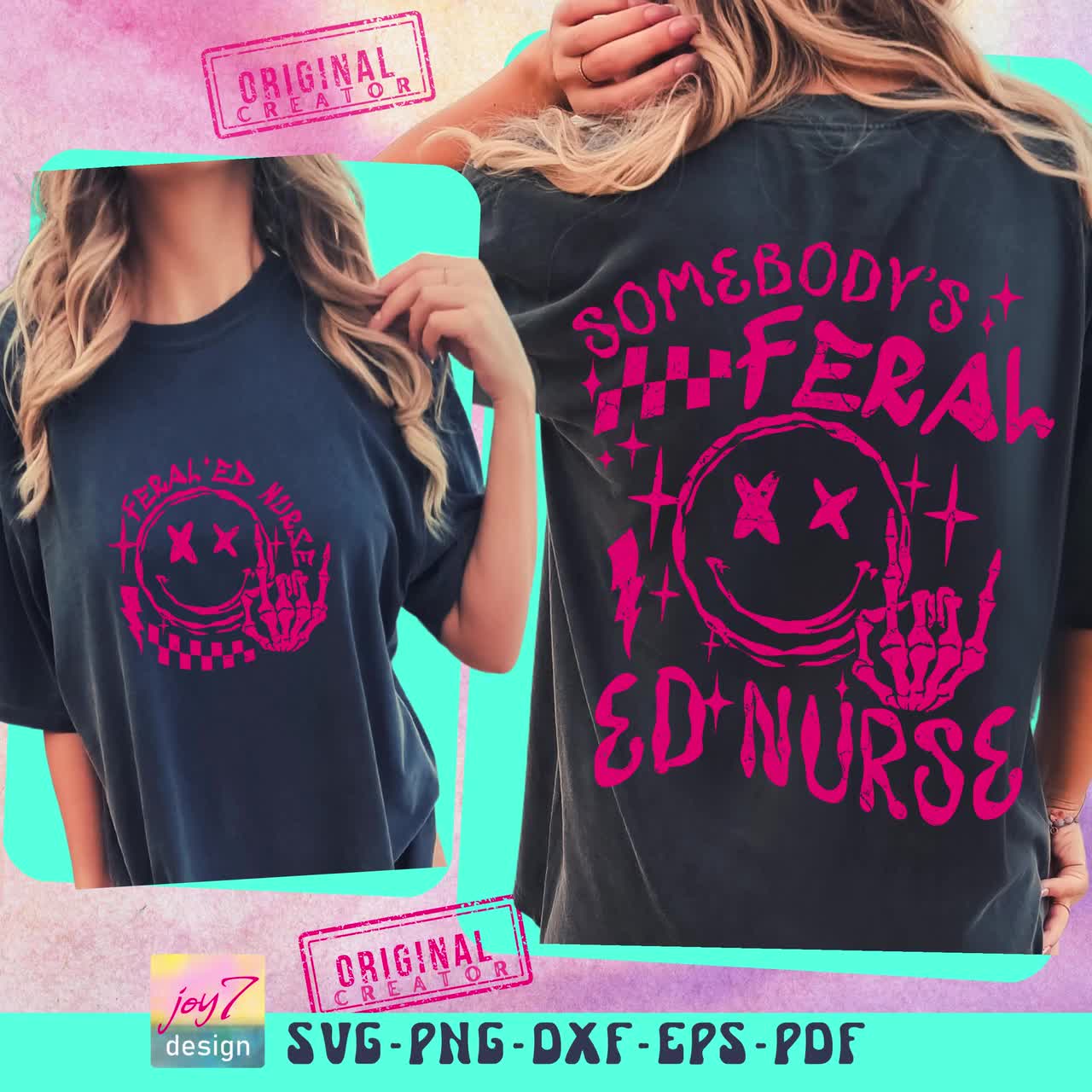 Emergency Nurse SVG PNG Funny Nurse Svg Somebodys Feral ED Nurse Retro  Nurse Sublimation Sassy Nurse shirt designs Cut File Front Back Svg