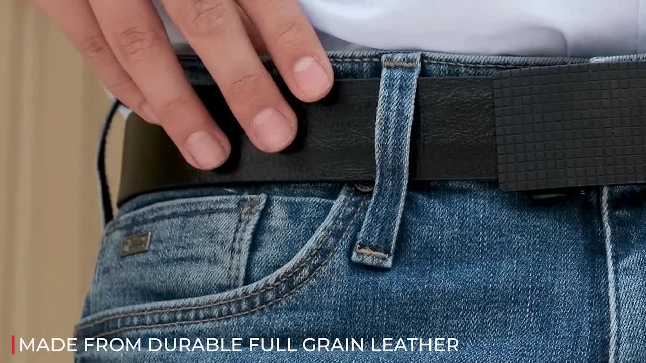 Trusador Men's Ferrara Ratchet Belt Fully Adjustable No Holes Leather Belt,  Black/Black Buckle, One Size : : Clothing, Shoes & Accessories