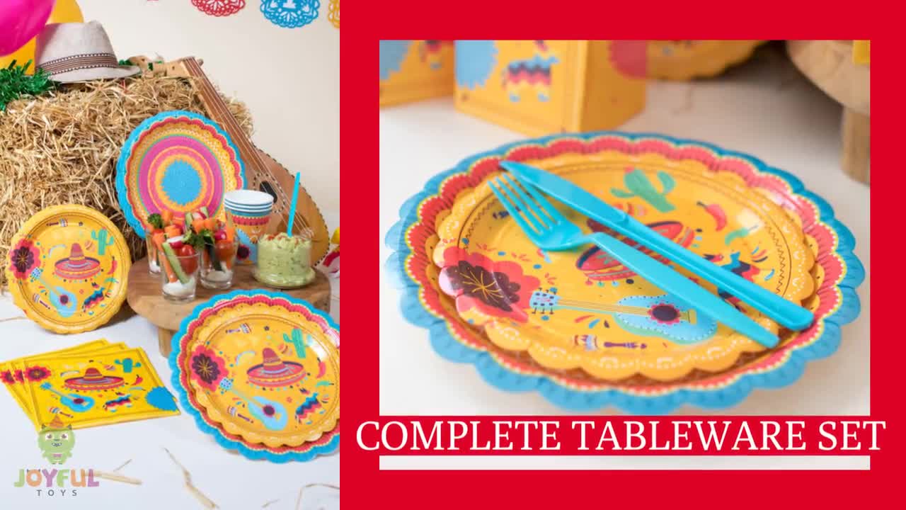 Fiesta Party Supplies Pack Serves 16 - Includes Large Paper Plates, Small  Plates and Napkins | Birthday, Taco Party, Mexican Party, Cinco de Mayo