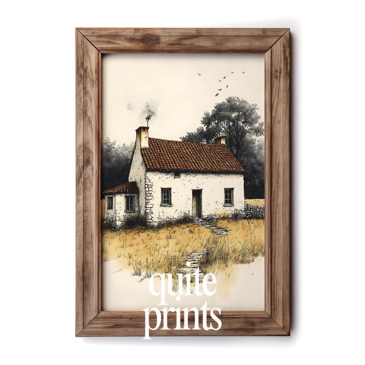 Vintage French Countryside Cottage Art Print | Rustic Farmhouse Wall Decor  Digital Download, image size:1280x1280