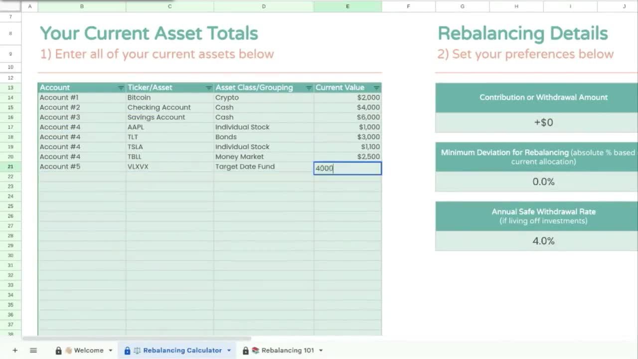 Investment Portfolio Rebalancing Calculator, Google Sheets (Digital  Download)