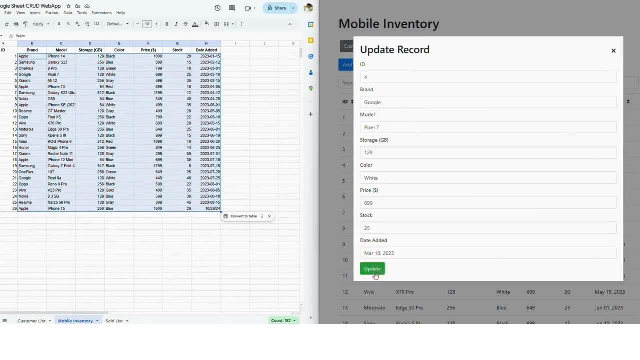 Google Sheet Web App Script: CRUD, Search & Sort video poster
