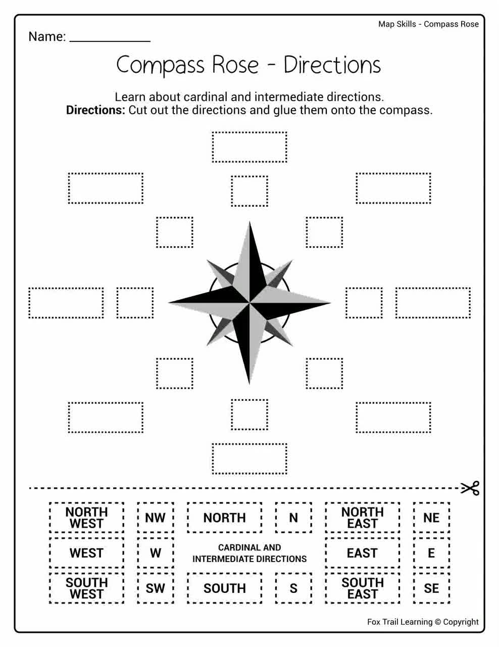map-skills-compass-rose-cardinal-and-intermediate-directions-cut-and-paste-geography-lesson-no-prep-worksheets-etsy for Free Printable Cardinal Directions Worksheet Map Skills | Compass Rose | Cardinal and Intermediate Directions | Cut and Paste | Geography Lesson | No Prep Worksheets - Etsy for Free Printable Cardinal Directions Worksheet