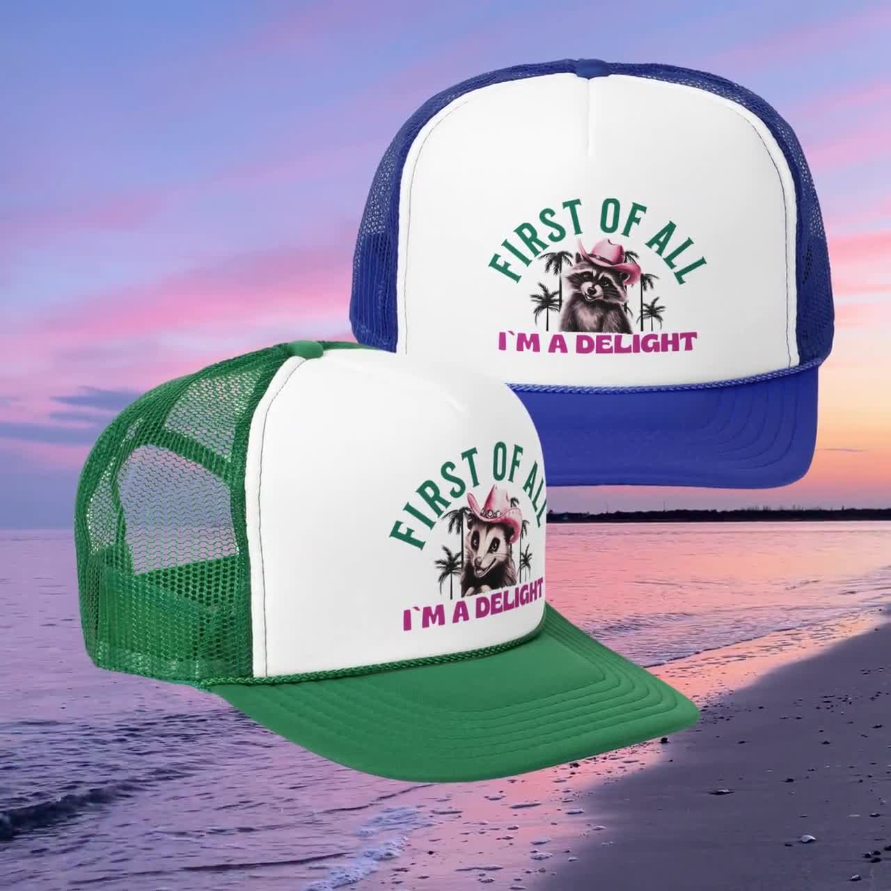 Circuframe First Of All I'm A Delight Angry Opossum Hat For Men Funny Baseball Caps Funny Birthday Gifts For Women Cyan Blue At Men’s Clothing