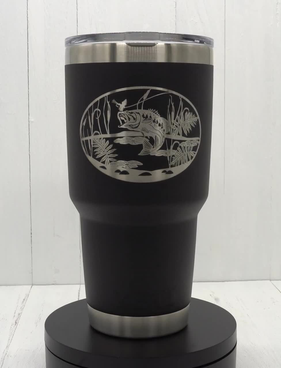 Laser Engraved YETI® or Polar Camel Tumbler - Angler Fishing Scene