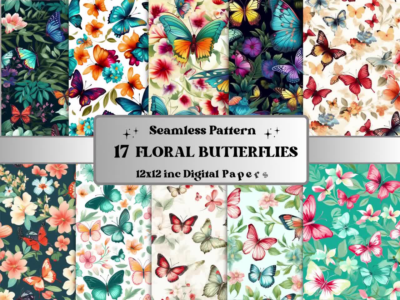 Vintage Scrapbook Kits for Adults & Kids,Decorative Plants Floral Butterfly  Retro Paper Decals Nature Collection for Junk Journal DIY Arts Crafts