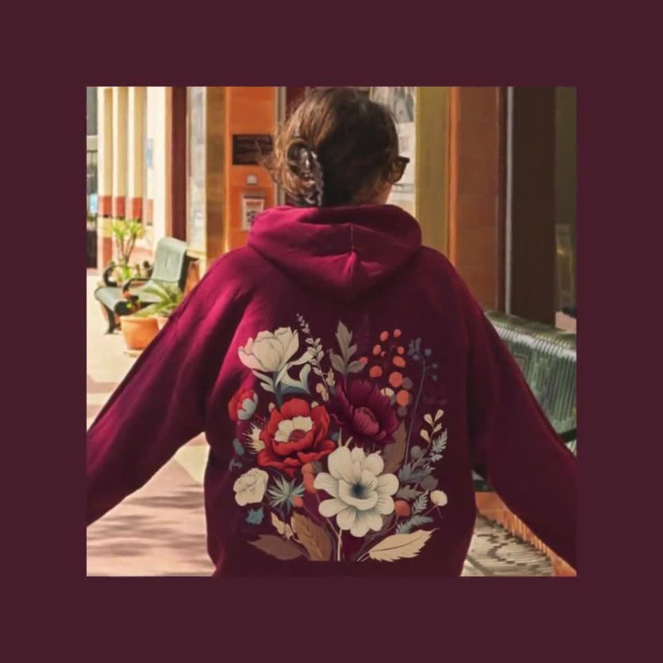 Flower Hoodie Brown Hoodie Forest Green Hoodie Wildflowers