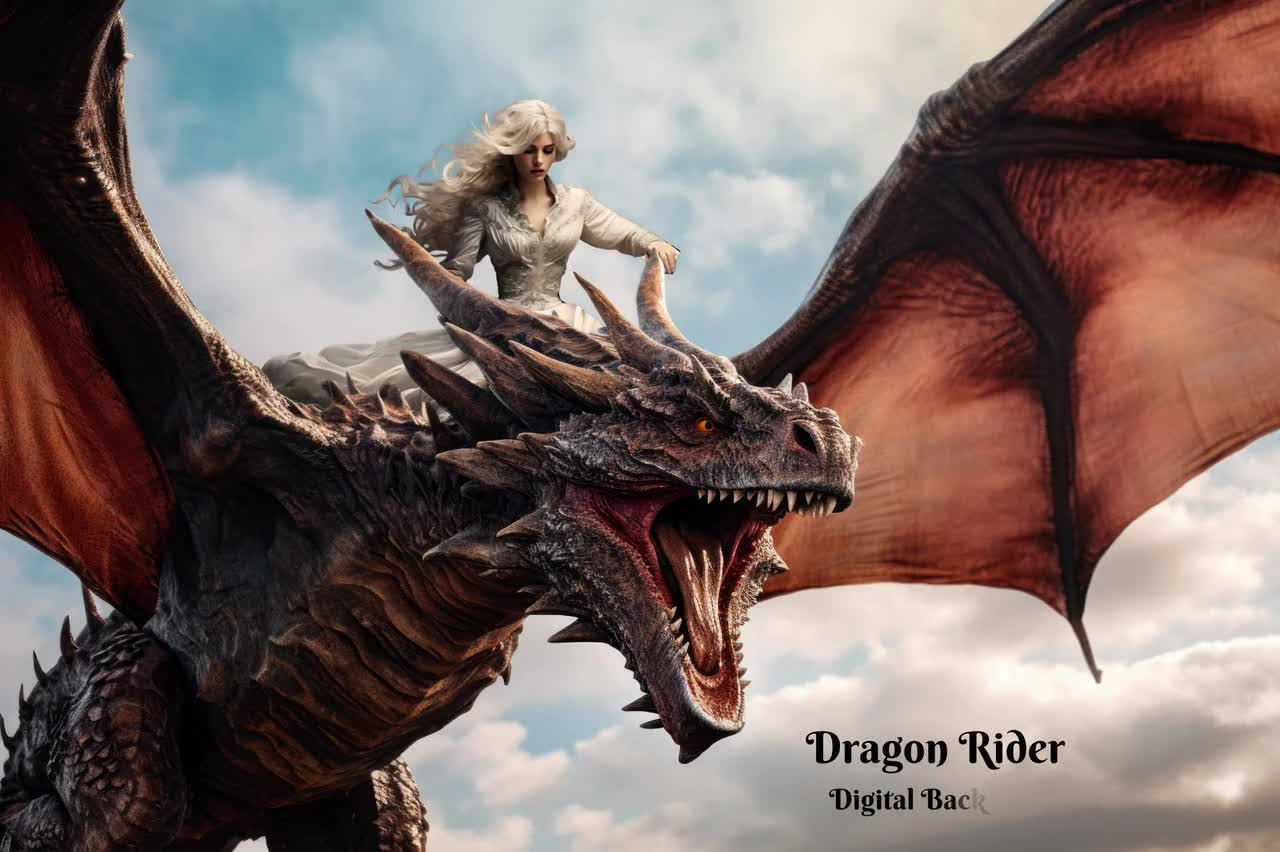 Flying Dragon Rider Digital Backdrop Flying Beast Background Fantasy World  Digital Background for Creative Composites Ride a Dragon Backdrop, image size:1280x852