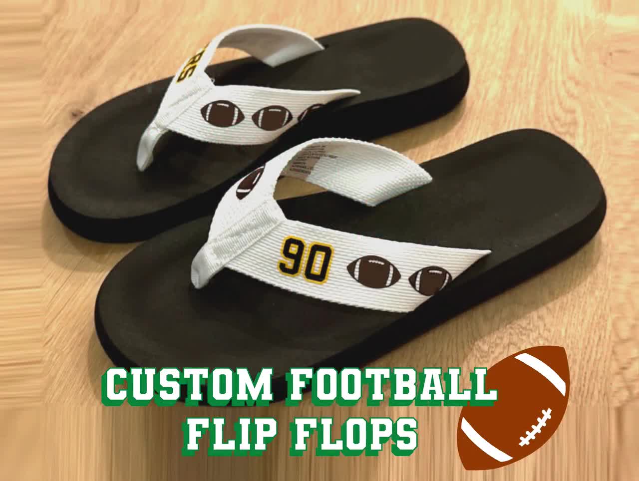 Football on sale flip flops