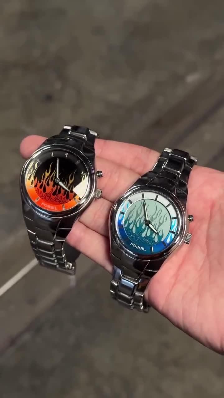 Flame Animation Dial Fossil Big Tic Watch Flame Digital