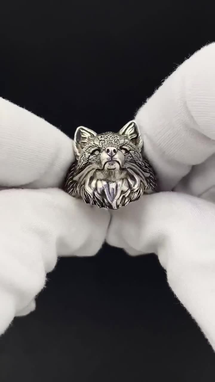 Abstract Fox Face Shaped Animal Wrap Around Ring in Silver | US Size 5 –  DOTOLY