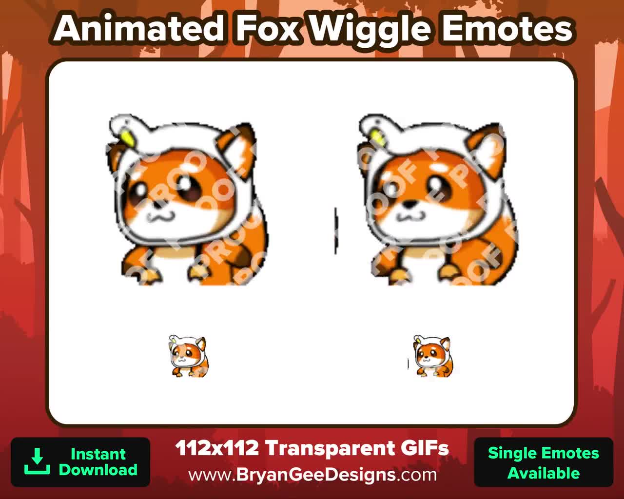 Animated Fox Wiggle Emotes for Twitch - Etsy Sweden