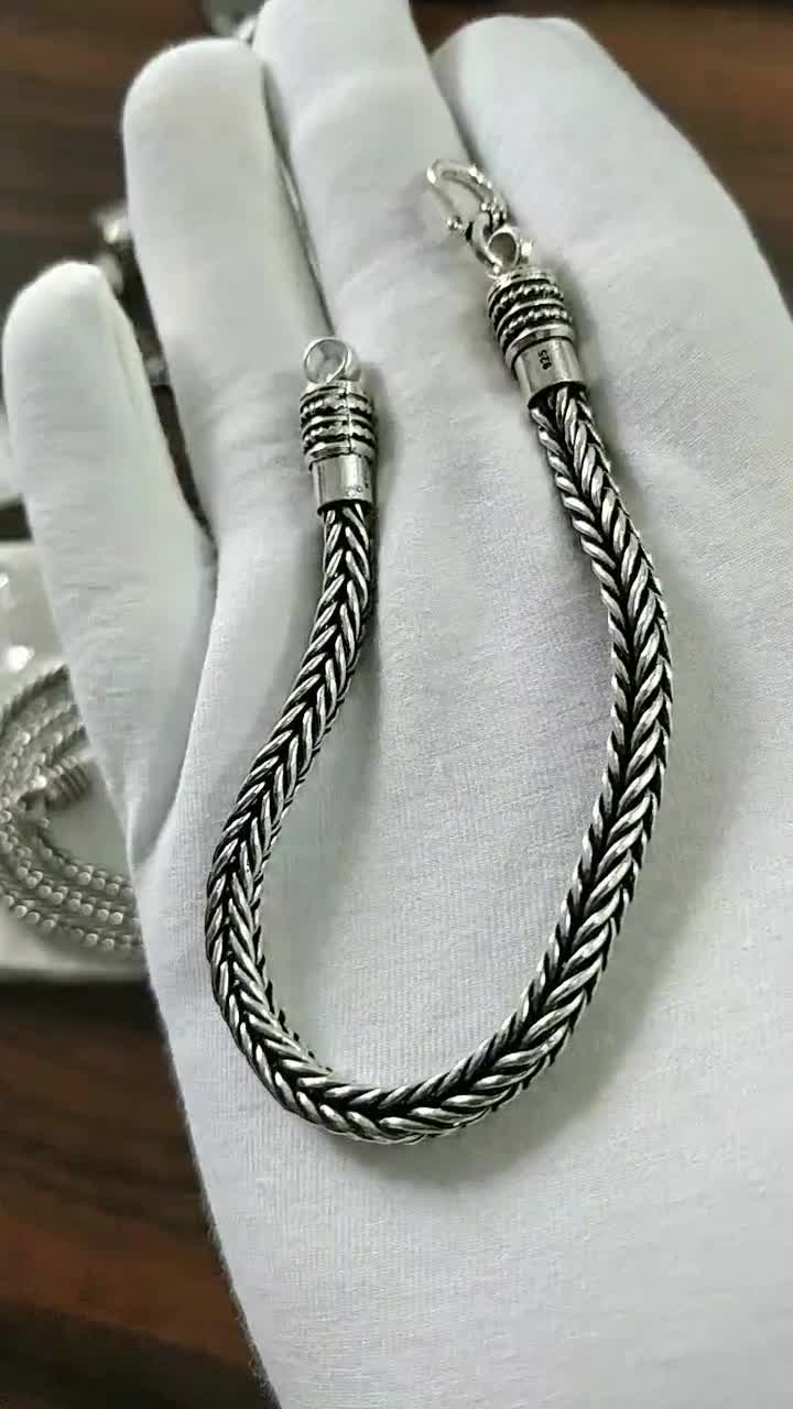Solid 925 Sterling Silver Men's Foxtail Weave Chain Bracelet | Balinese  Style Bracelet for Men