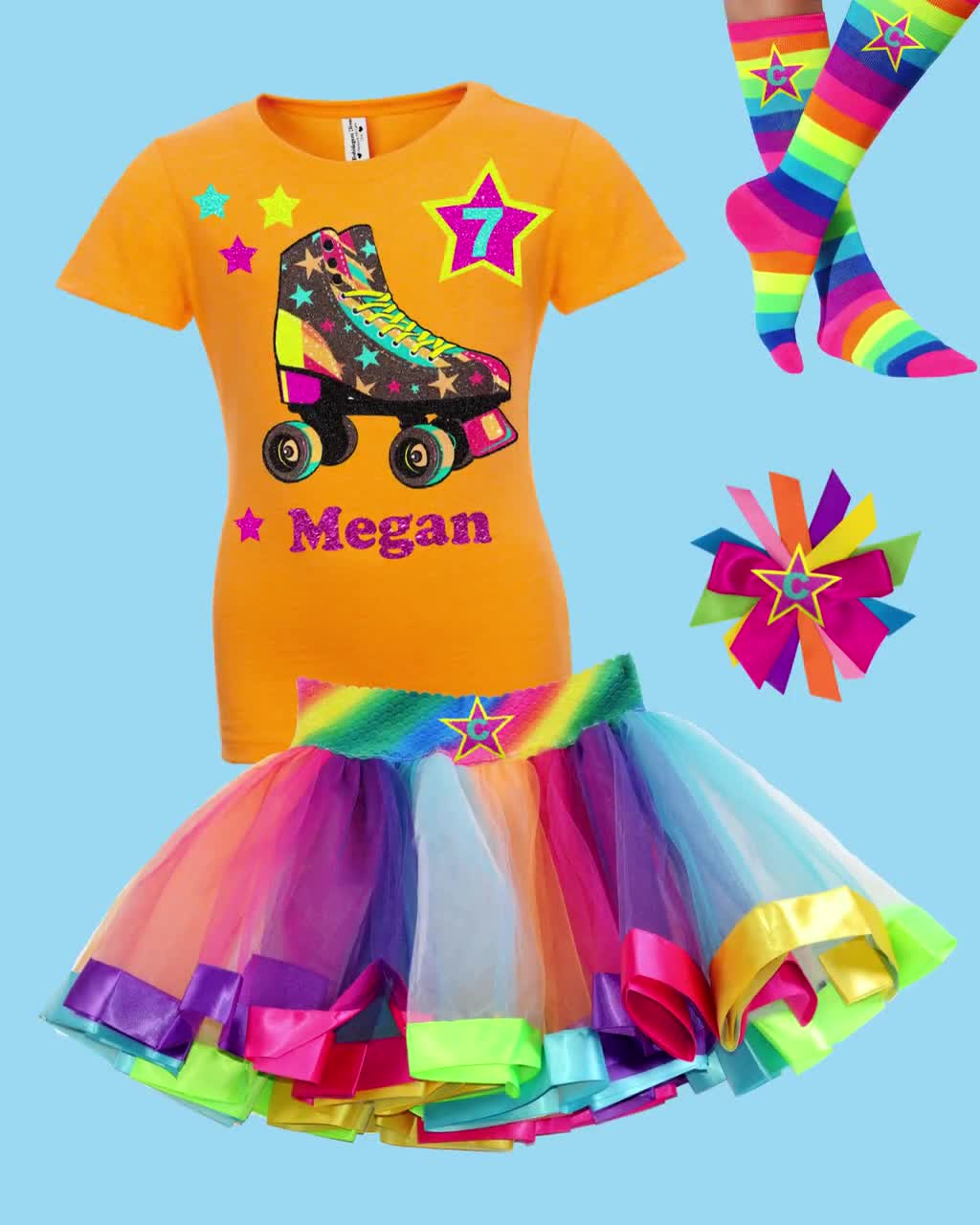 Tween Girls 10th Birthday Rainbow Tutu Outfit 10 | Bubblegum Divas