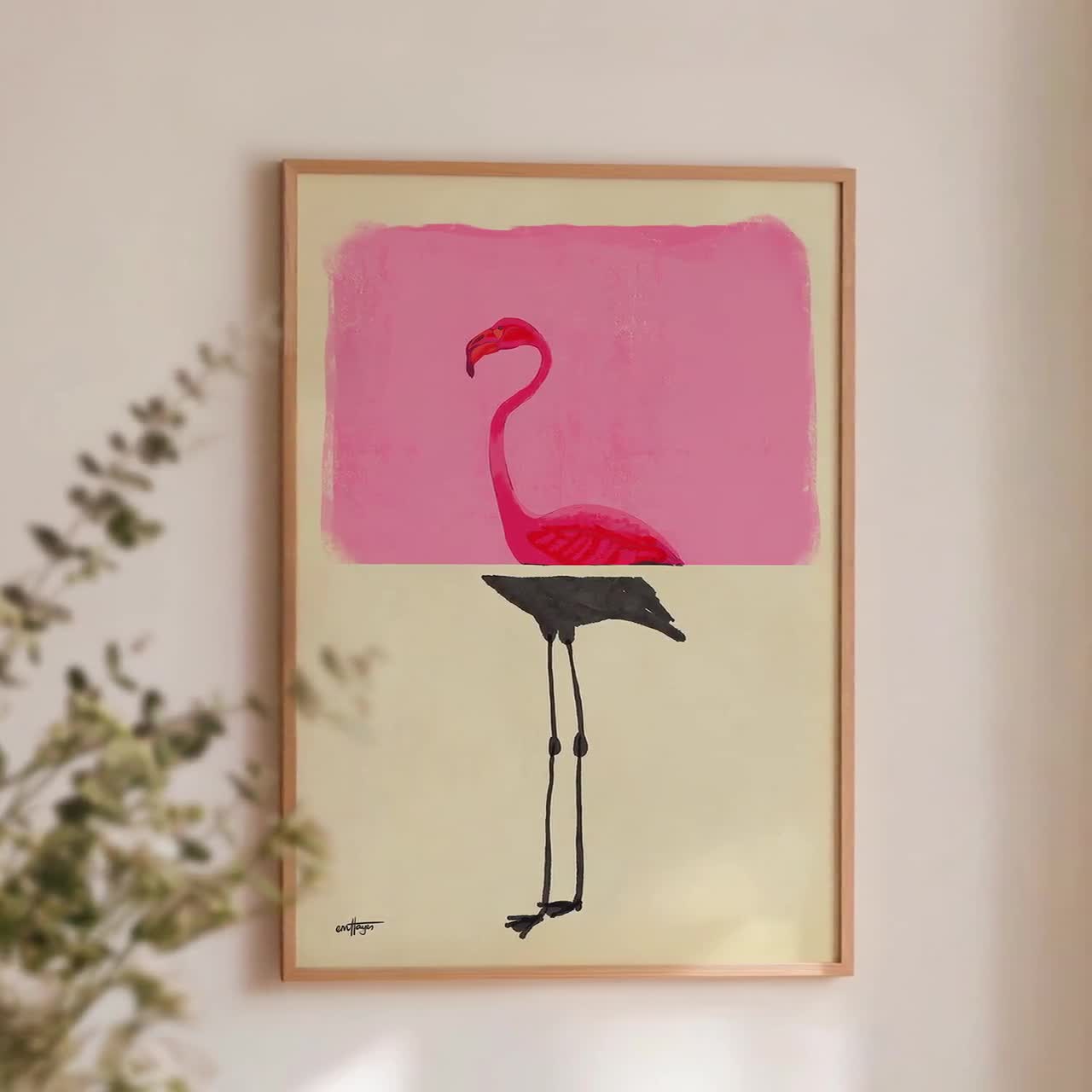Modern Flamingo Wall Art – Minimalist & Abstract Bird Print