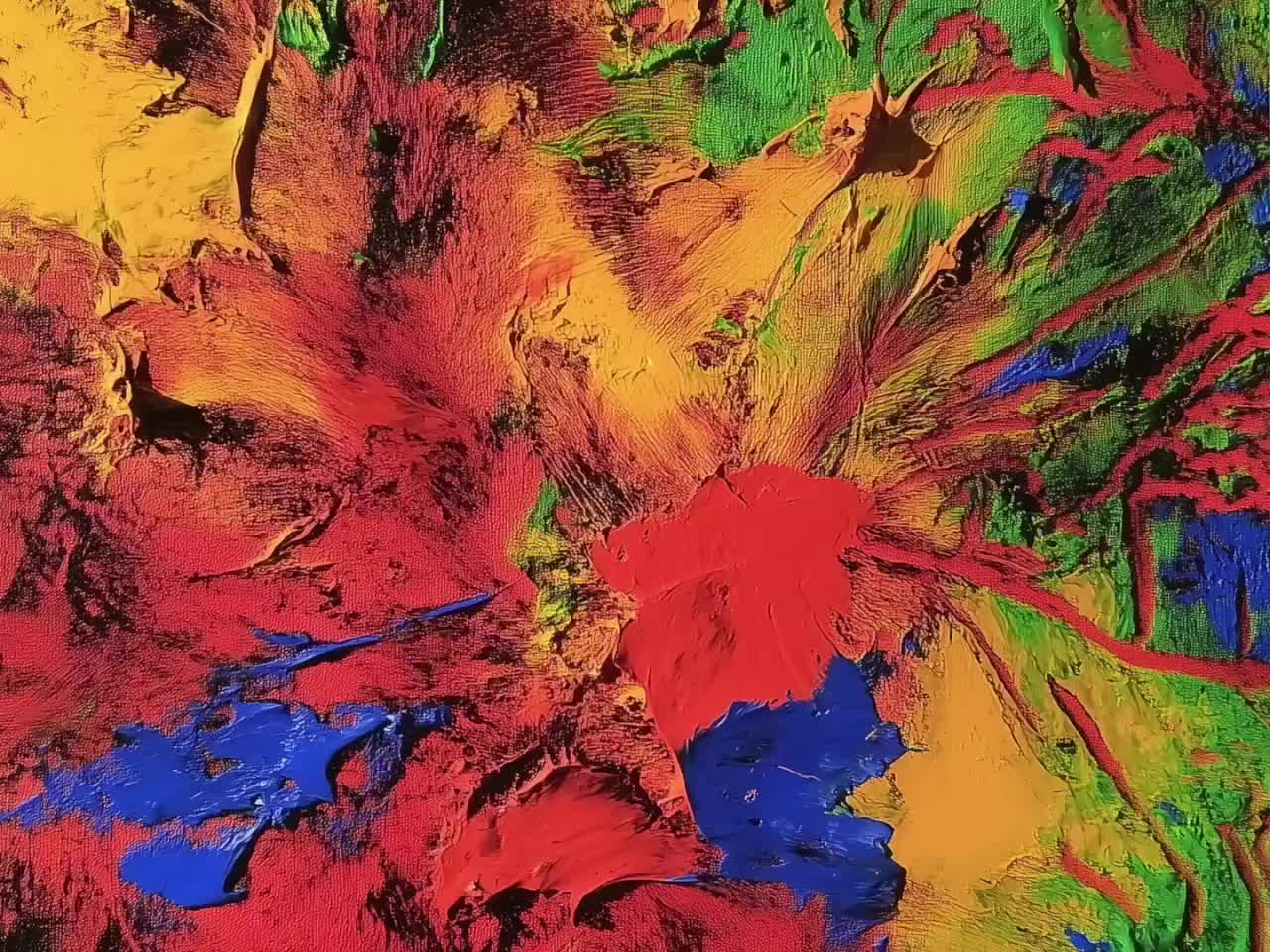 Lebhafter abstrakter expressionistischer Kunstdruck - Wanddekor mit kräftiger bunter Textur - Moderne digitale Malerei - druckbares zeitgenössisches Kunstwerk video poster