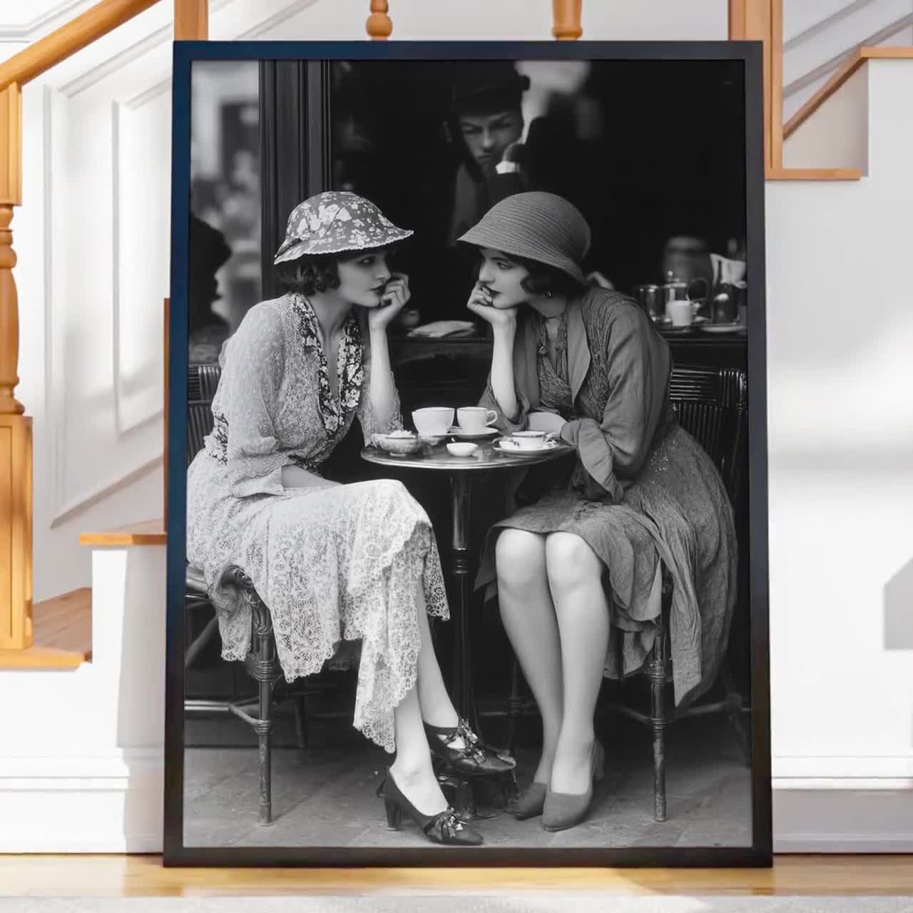 1920s Paris Cafe Print: French Women, Vintage Fashion Photo