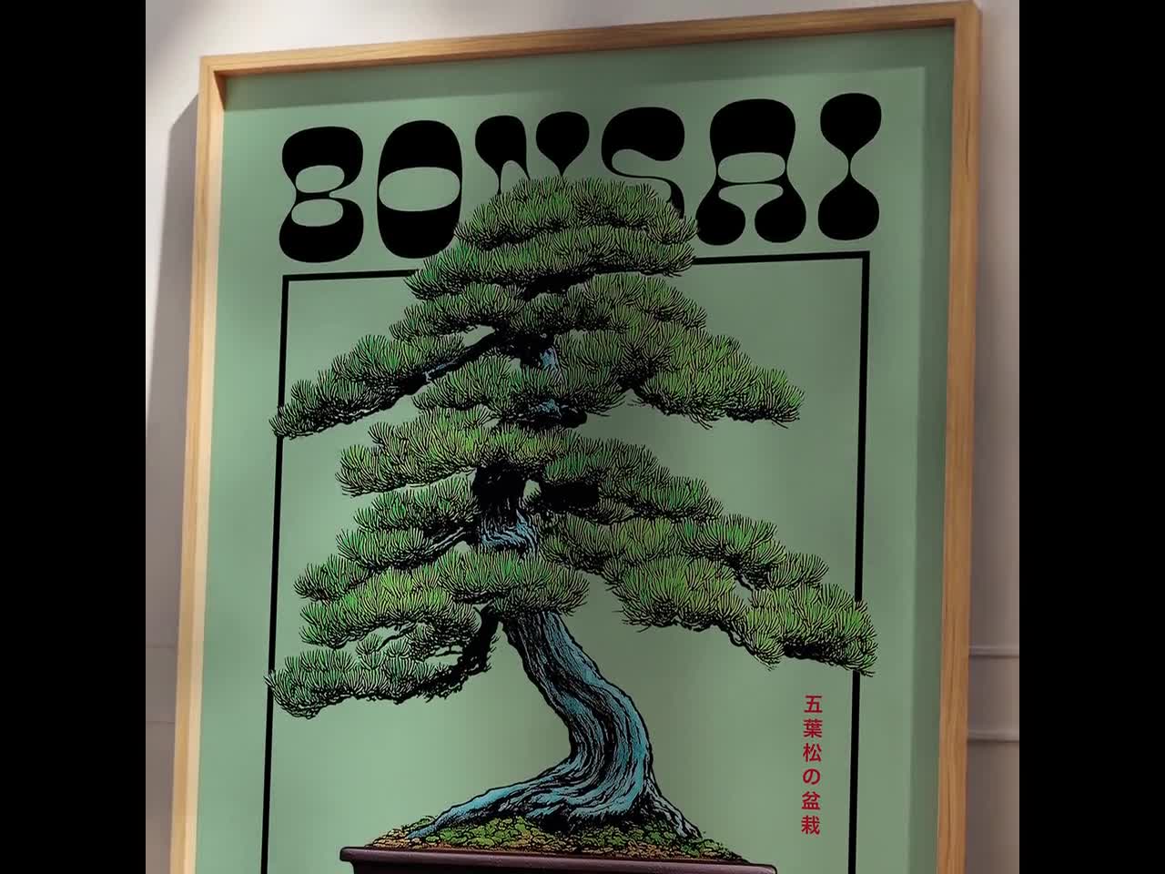 Bonsai Art Print: Retro Japanese White Pine Botanical Poster - Etsy
