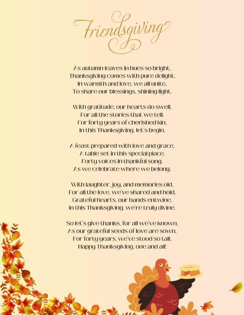 Friendsgiving Poem MP4 wjlely thanksgiving poem with leaves and a turkey