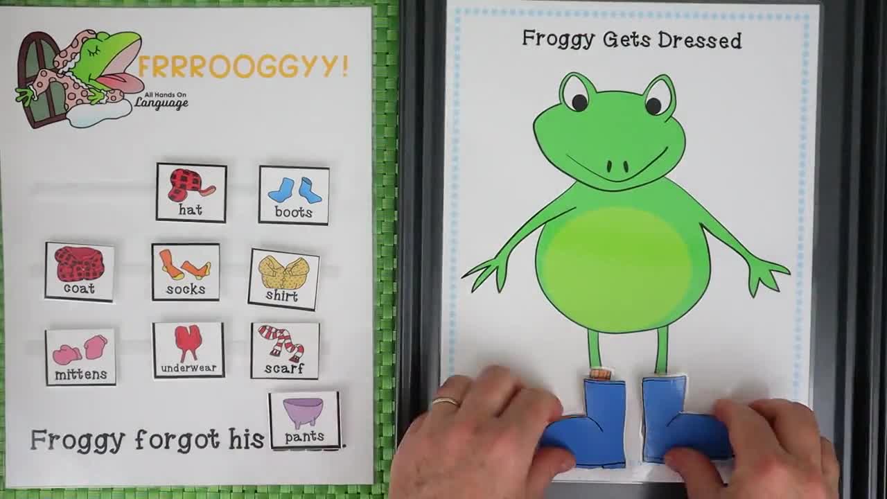 Froggy gets dressed coloring pages
