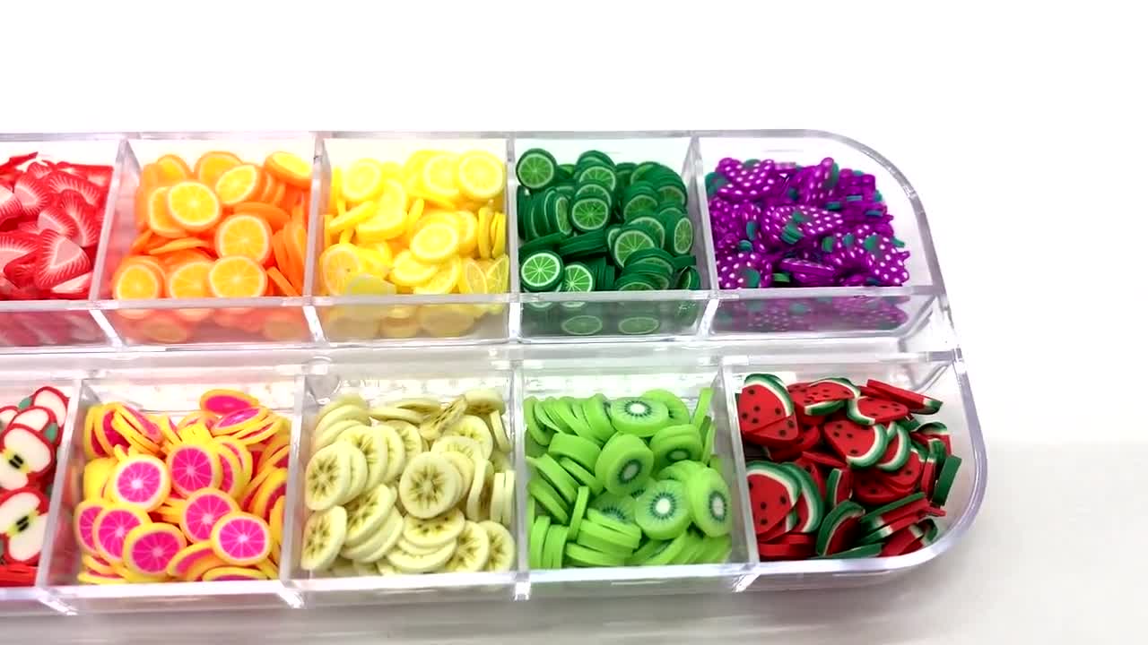 CCINEE Nail Art Slices,3D Assorted Slices Fruit Animal Flower Polymer Clay  Slices for Slime Craft,4500PCS,1/5 Inche
