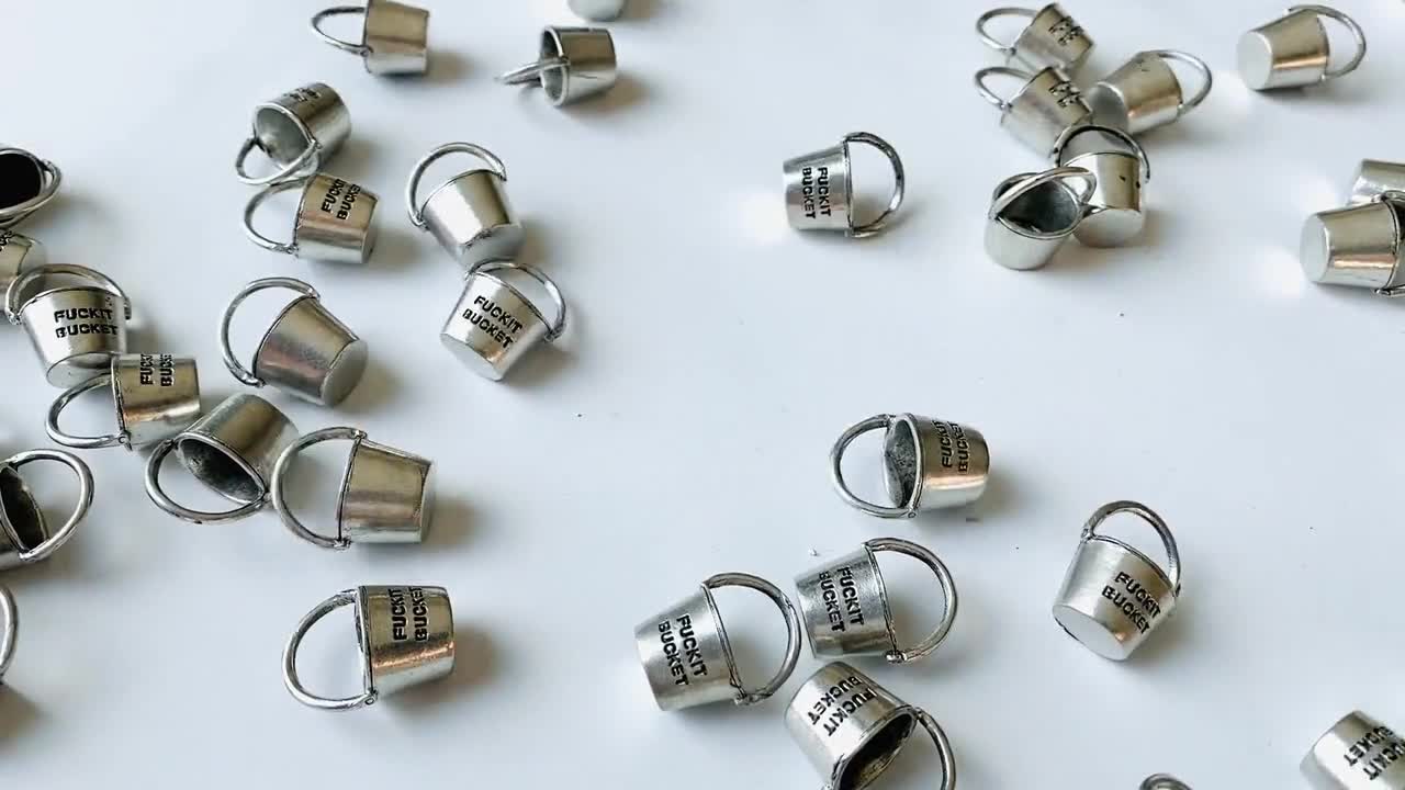 Fuckit Bucket Keychain Silver | Cool Keychains