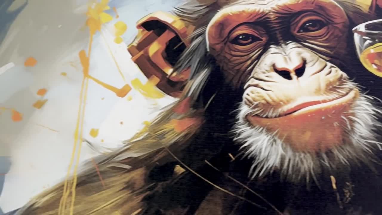 Monkey With Cocktail, Abstract Bar Canvas Print, Funny Cocktail