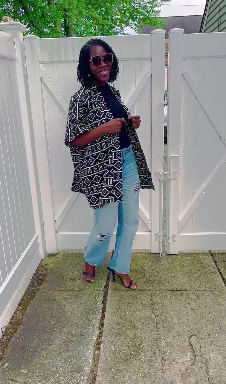 RED Long Wide Ankara Kimono, African Kimono, African Kimono Jacket
