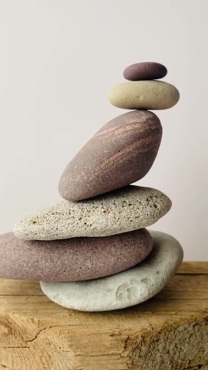 Stacking Stones Handmade Zen Garden Desktop Gift Ideas for Office Decor  Relaxing Desk Accessories Natural Kit with Stackable Rocks for Relaxation  and