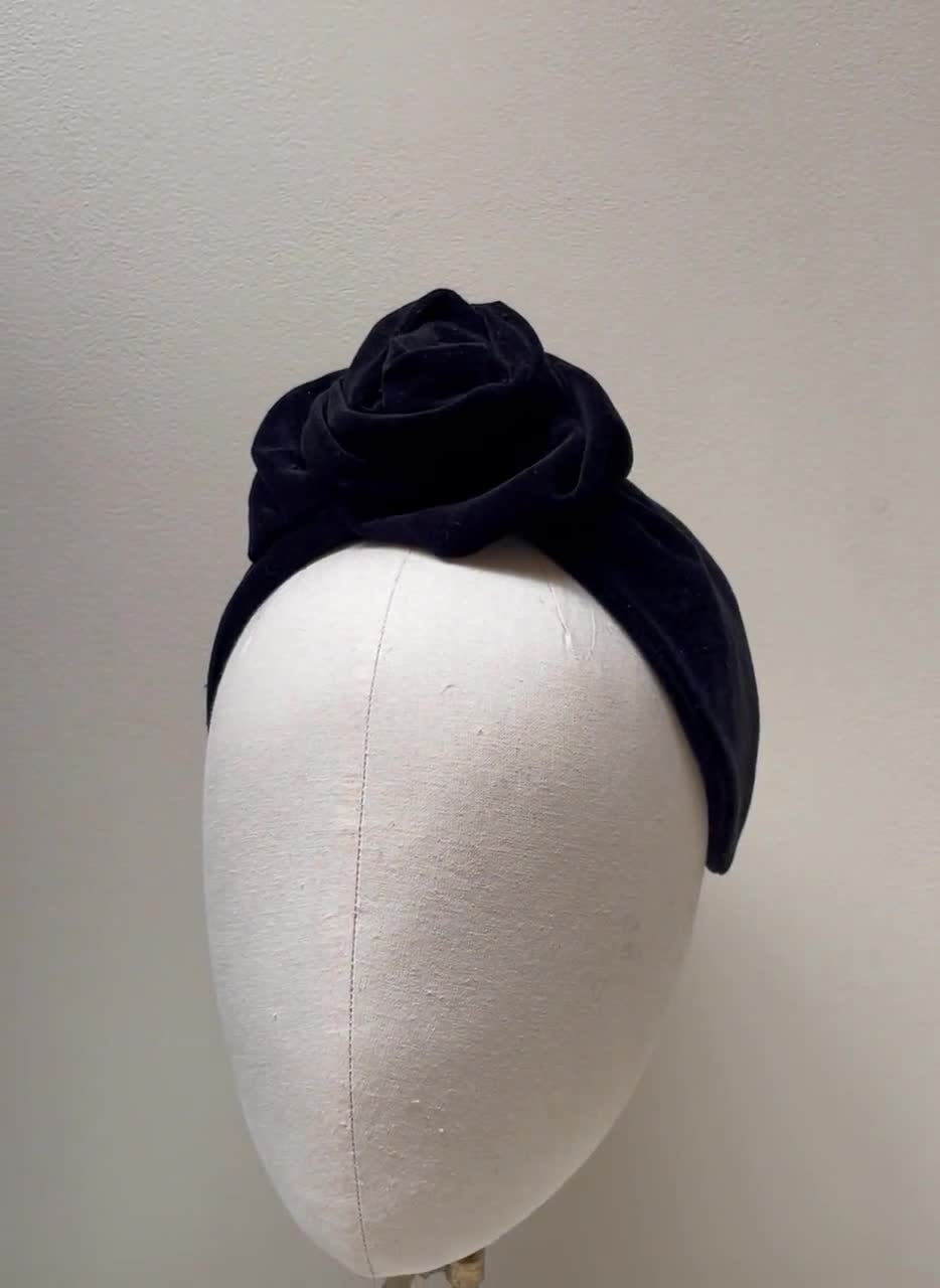 Straw Black Velvet Ribbon Padded Headband Fascinator 2024 Wedding Headpiece Special Occasion Event Race Day