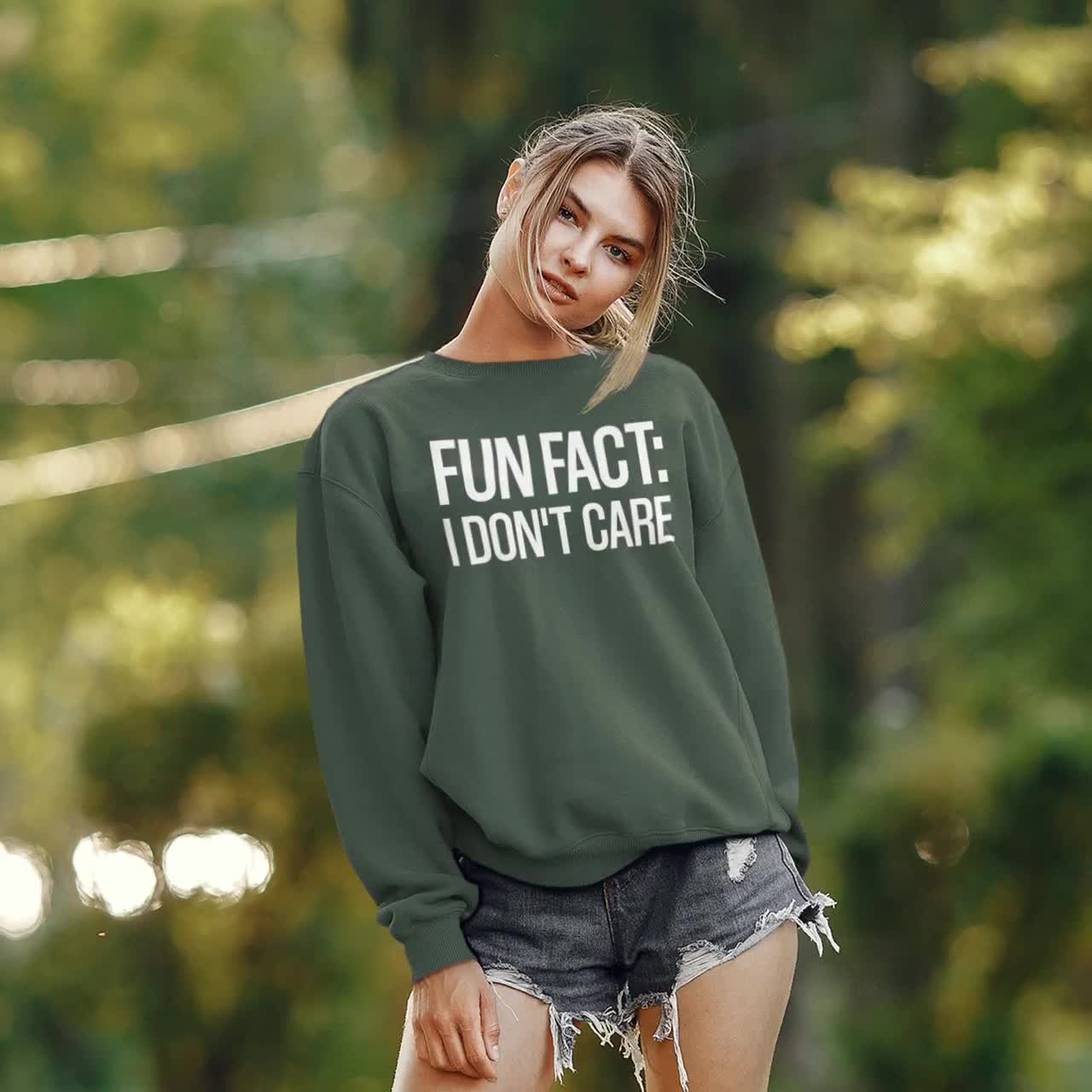 Fun Hoodie I Don't Care Funny Saying Sarcastic Unisex Crewneck I